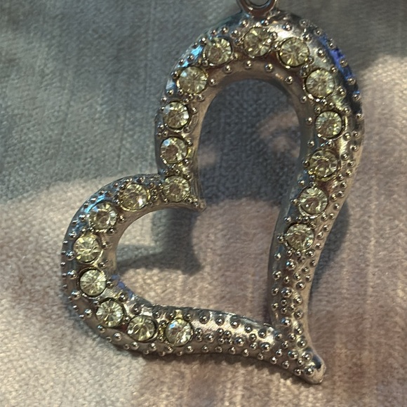 Open Abstract Heart Rhinestone Necklace 24” - Picture 1 of 7